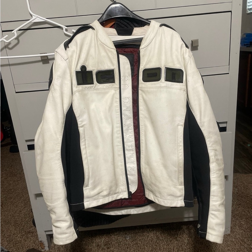 ICON White and Black Performance Jacket Racing-Inspired